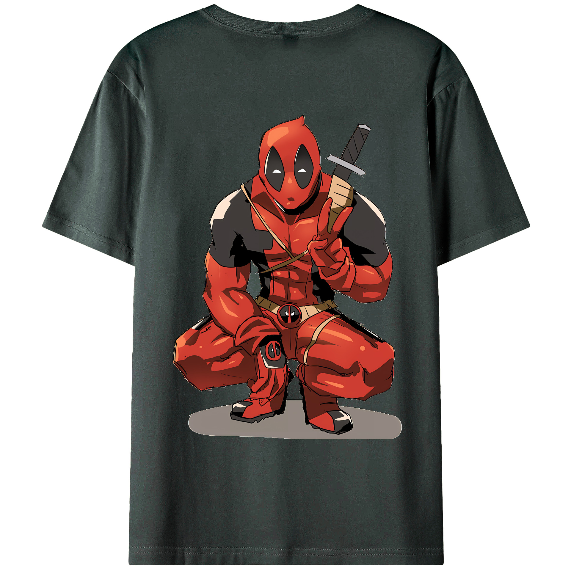 （画像用） Deadpool デッドプール 綿100％ メンズ半袖Tシャツ（バックプリント） 通気性